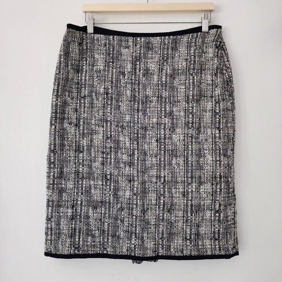 Talbots black white tweed skirt pencil‎ knee length lined womens size 12 - Picture 1 of 6